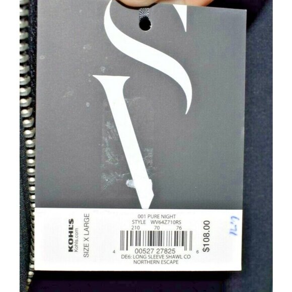 Simply Vera Wang Womens XL Long Sleeve Shawl Coat Northern Escape Pure Night - Picture 5 of 9